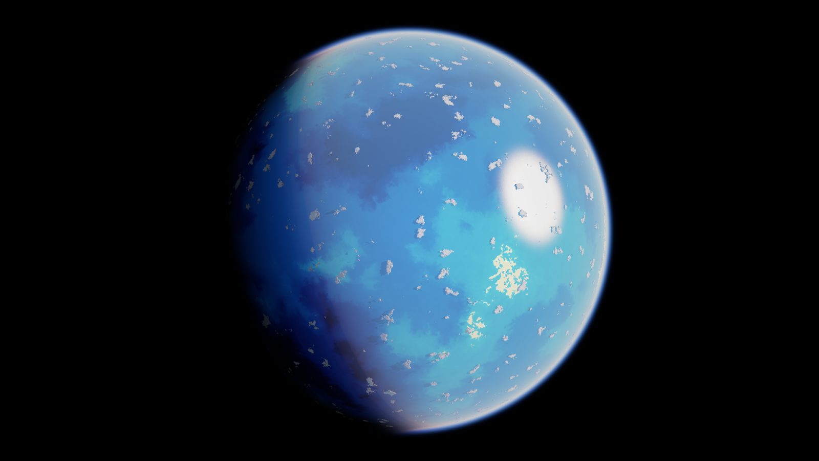 The planet turning in space